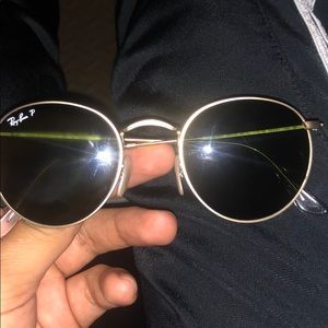 Ray Ban Gold Round Polarized Glasses